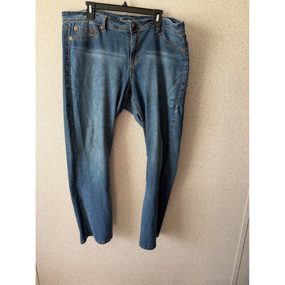 Source of Wisdom Slim Boot Jeans Women Size 20 Blue Denim Stretch Medium Wash